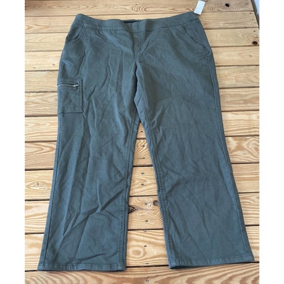 NWT D&Co Comfort Pants Petite Size XLP Women’s Green Zip Pocket - Picture 1 of 9